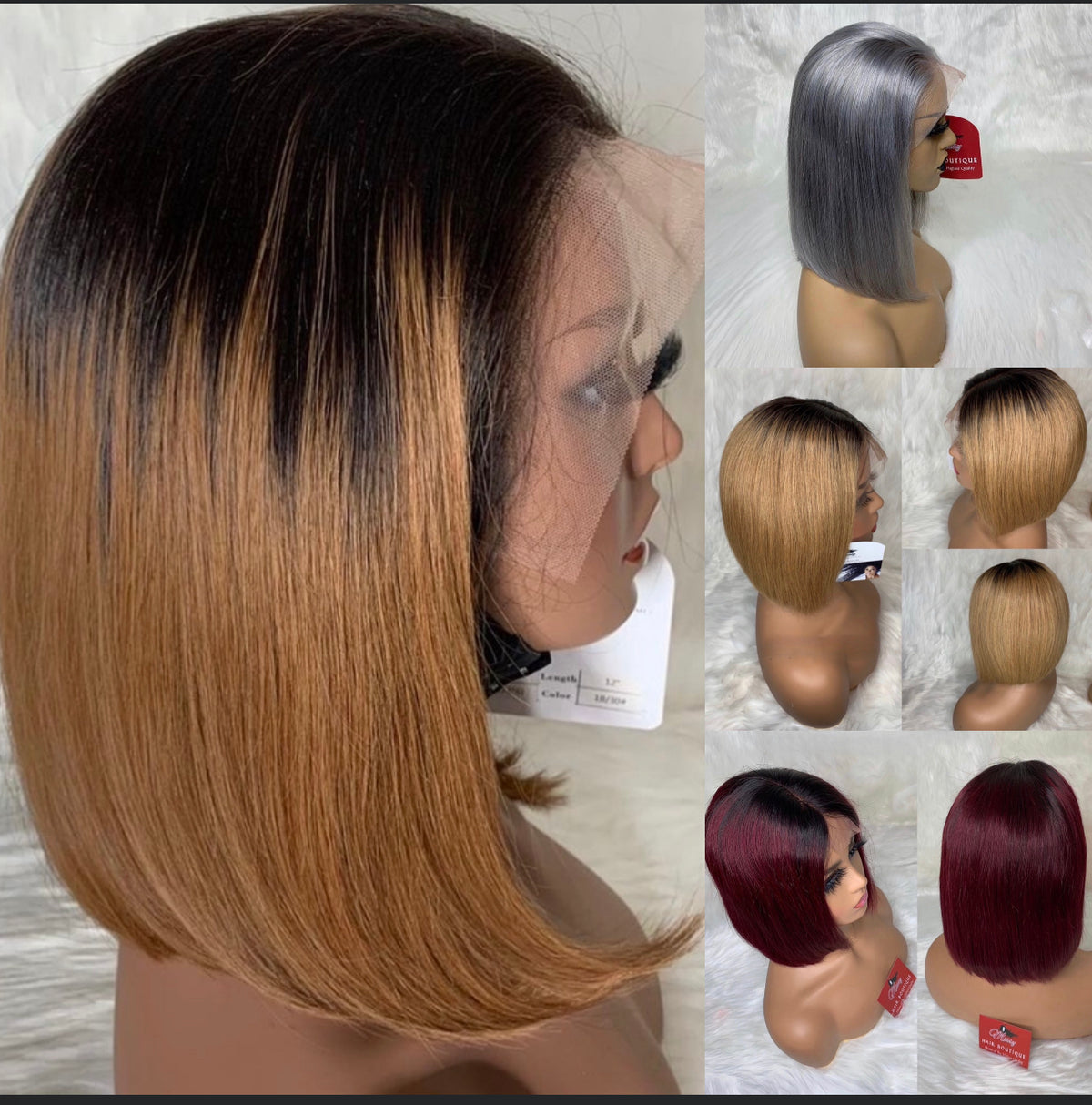 Pearl White Blunt  BOB Transparent Lace Front photo 7
